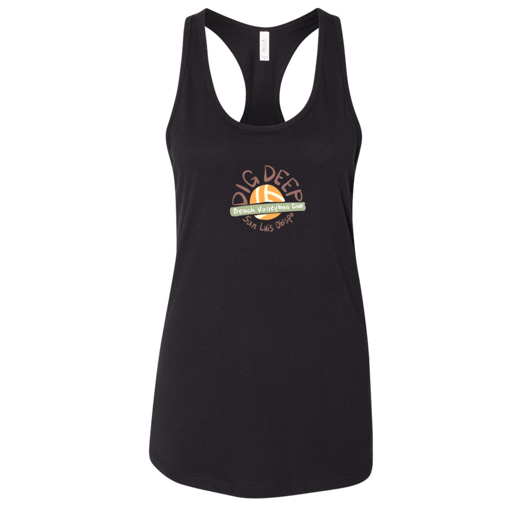 Dig Deep Volleyball Circle Logo T-Back Tank - Black