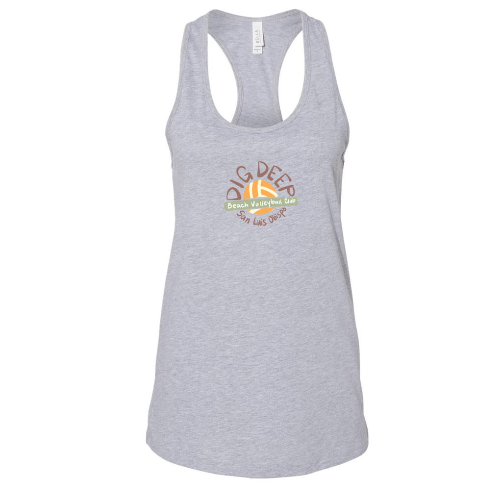 Dig Deep Volleyball Circle Logo T-Back Tank - Athletic Grey