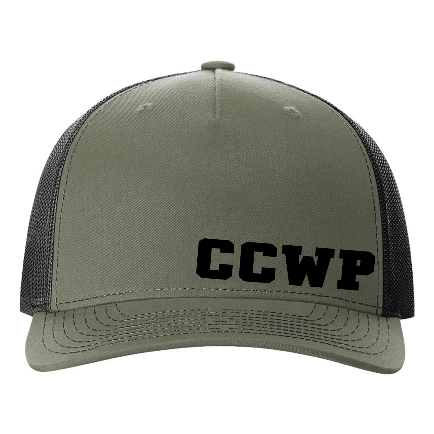 CCWP Letter Logo Richardson 5 Panel Trucker - Loden Green/Black