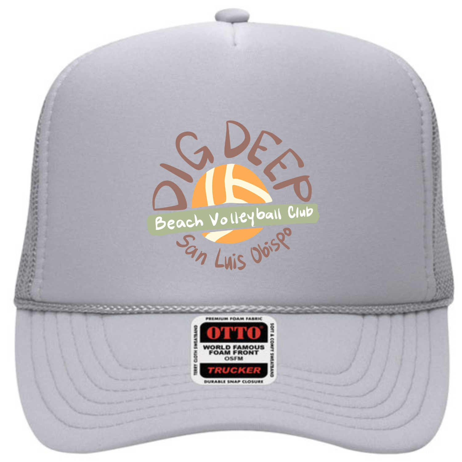 Dig Deep Circle Logo Foam Trucker  - Silver Grey