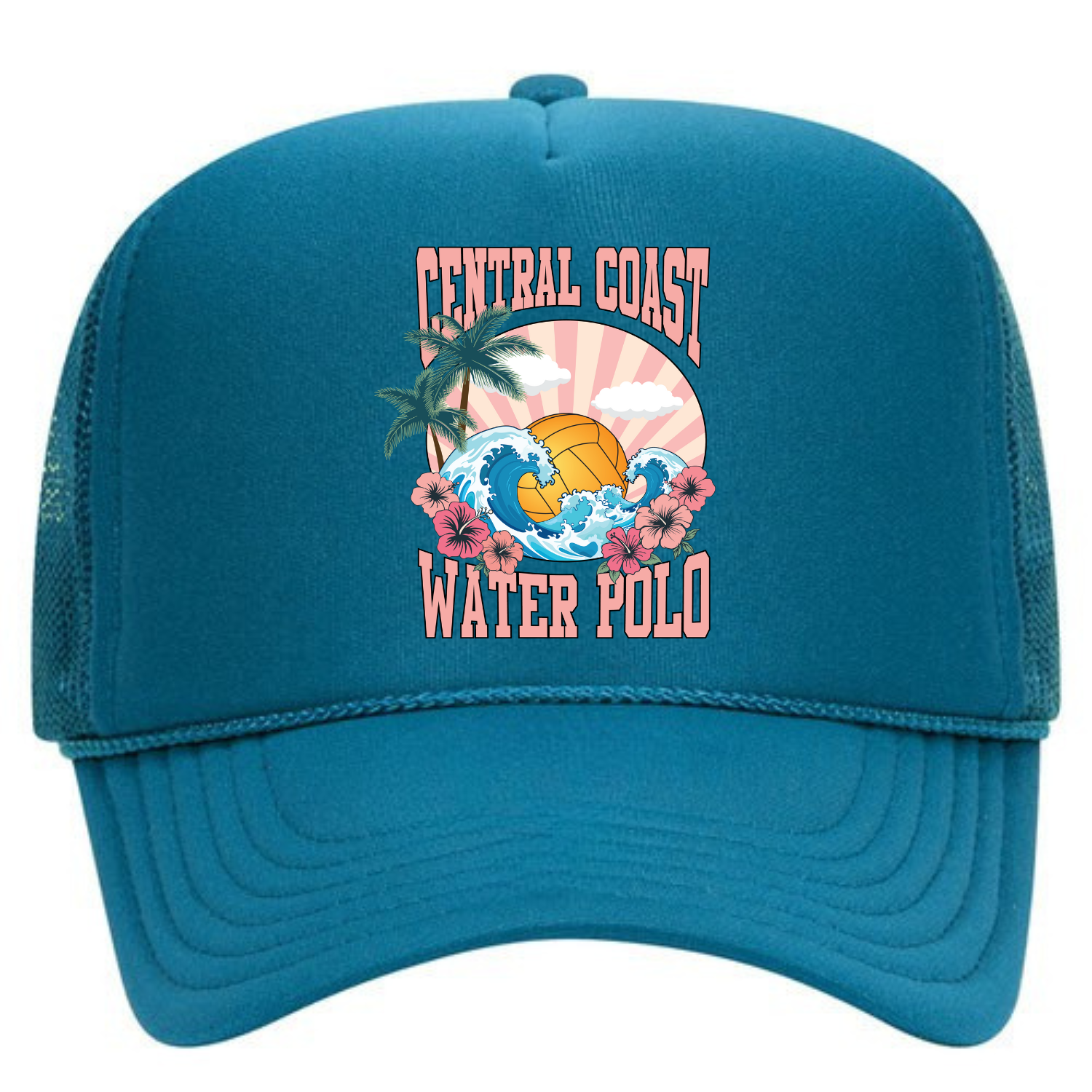 CCWP Hibiscus Logo Foam Trucker  - Turquoise