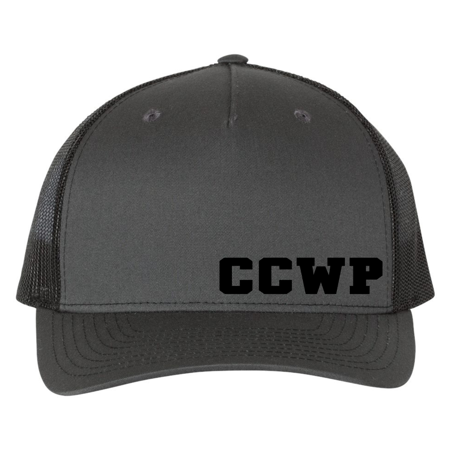 CCWP Letter Logo Richardson 5 Panel Trucker - Charcoal/Black