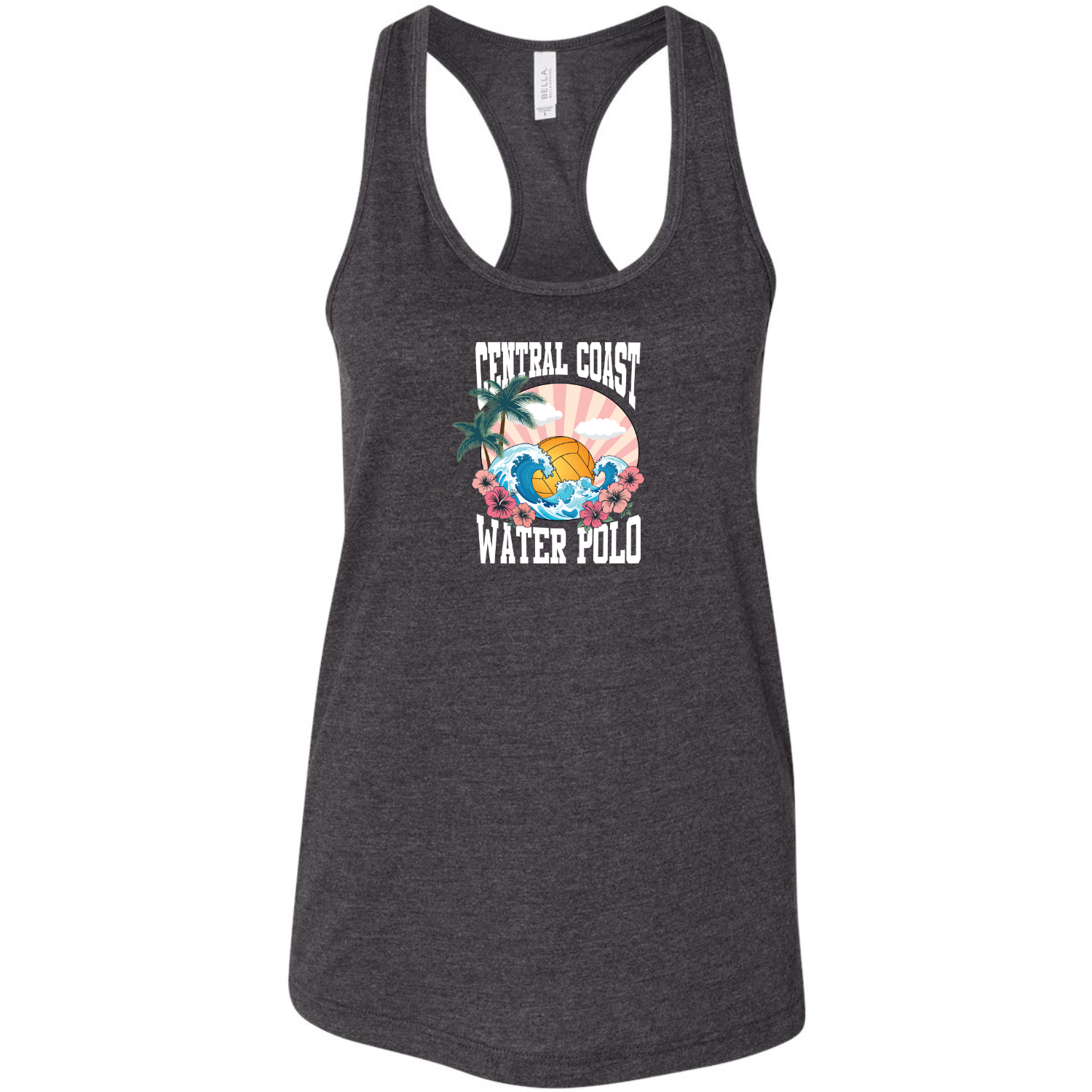 Women's CCWP Hibiscus Logo T-Back Tank - Dark Grey Heather